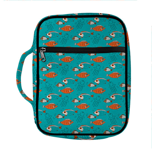 Fish And Jellyfish Pattern Print Front Pocket Bible Bag