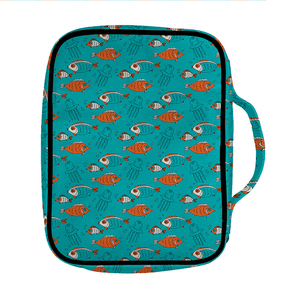 Fish And Jellyfish Pattern Print Front Pocket Bible Bag