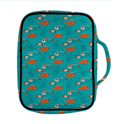 Fish And Jellyfish Pattern Print Front Pocket Bible Bag