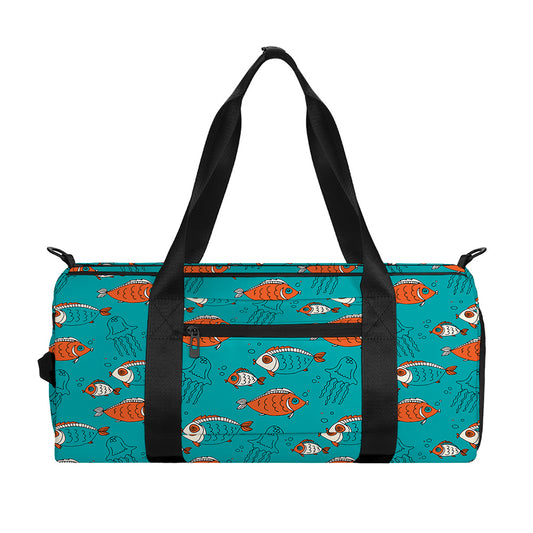 Fish And Jellyfish Pattern Print Gym Bag