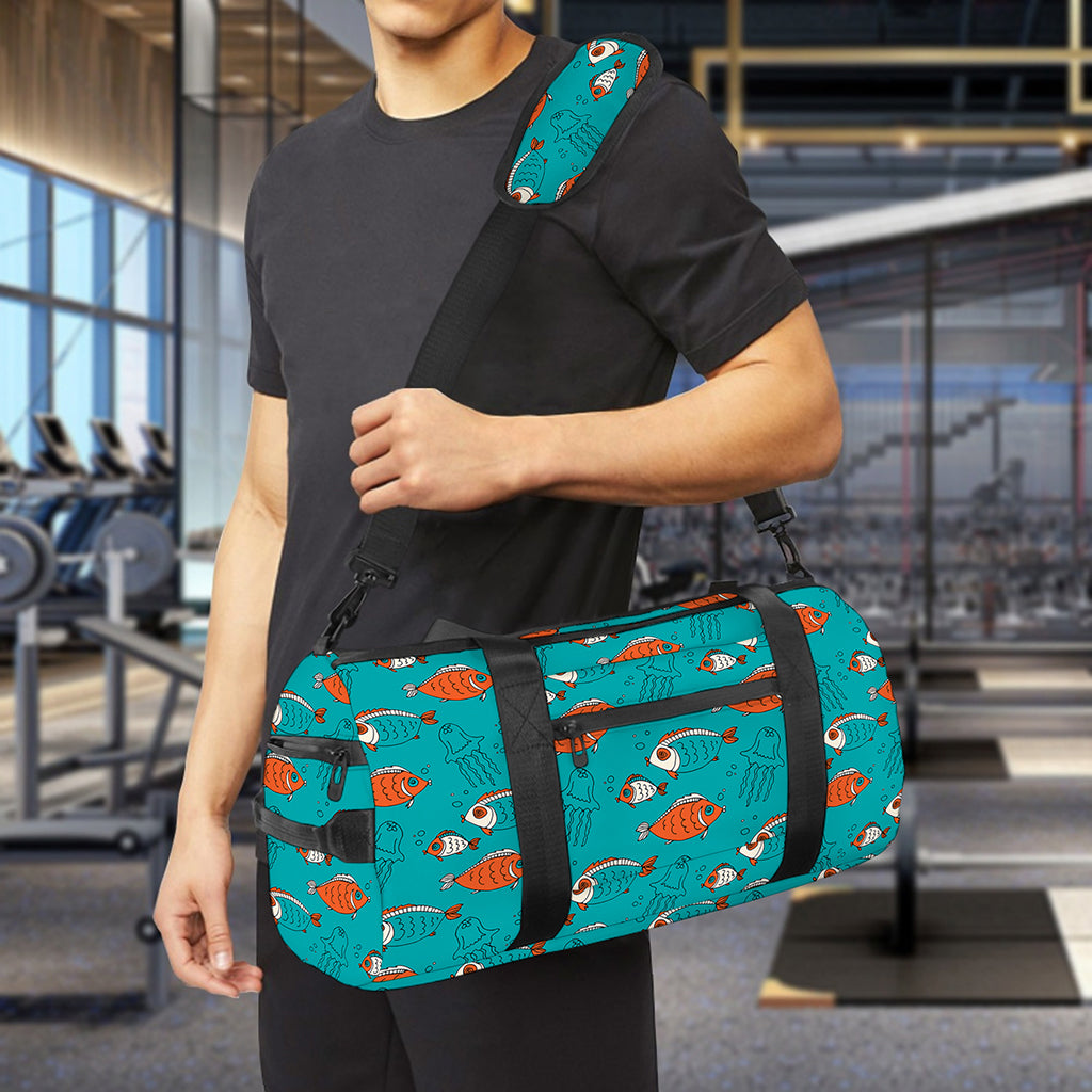 Fish And Jellyfish Pattern Print Gym Bag
