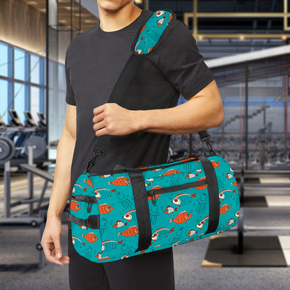 Fish And Jellyfish Pattern Print Gym Bag