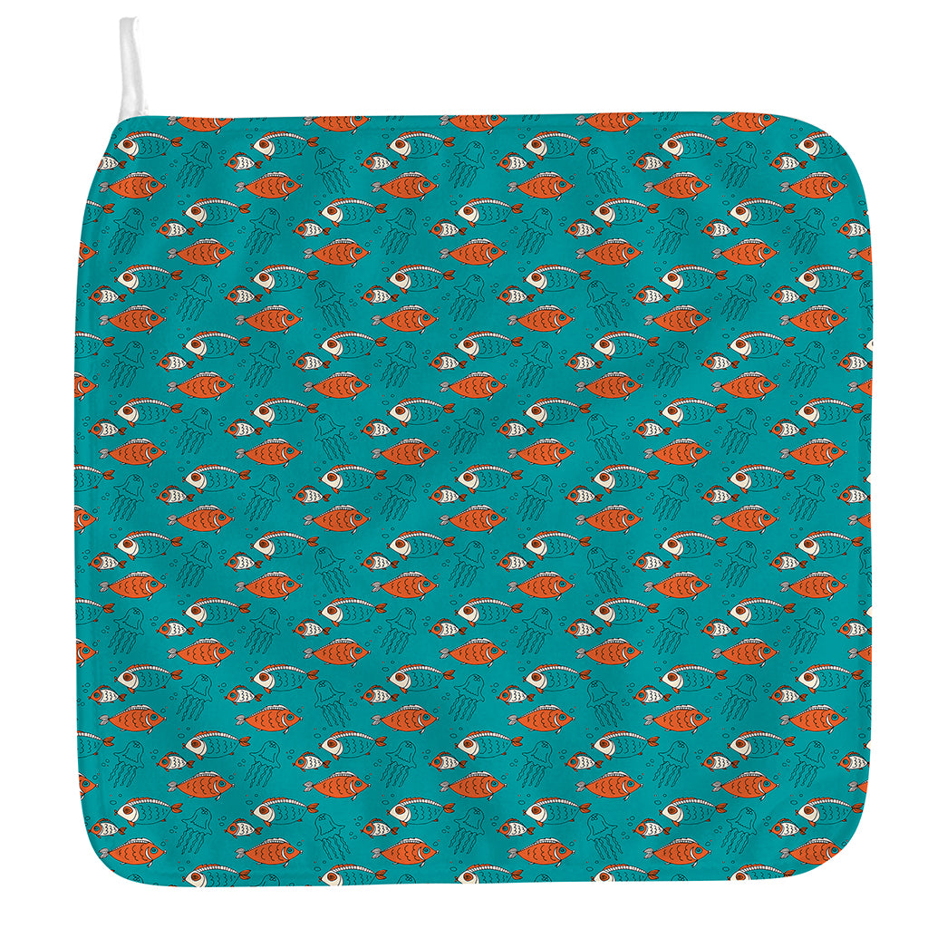 Fish And Jellyfish Pattern Print Hand Towel