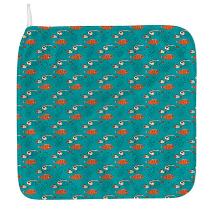 Fish And Jellyfish Pattern Print Hand Towel