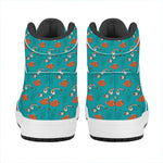 Fish And Jellyfish Pattern Print High Top Leather Sneakers