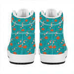 Fish And Jellyfish Pattern Print High Top Leather Sneakers