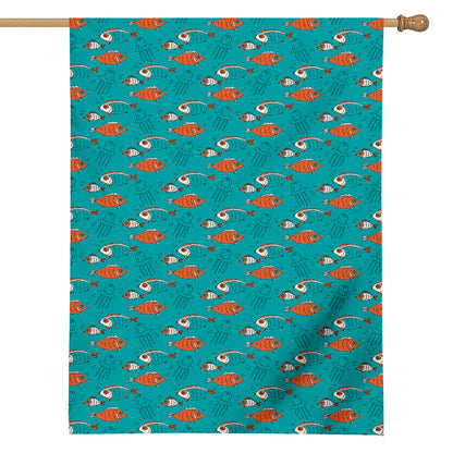 Fish And Jellyfish Pattern Print House Flag