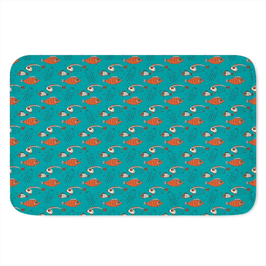 Fish And Jellyfish Pattern Print Indoor Door Mat