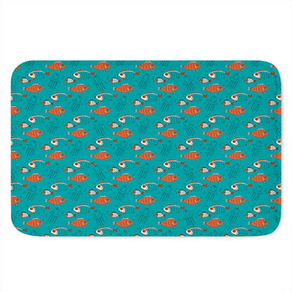 Fish And Jellyfish Pattern Print Indoor Door Mat