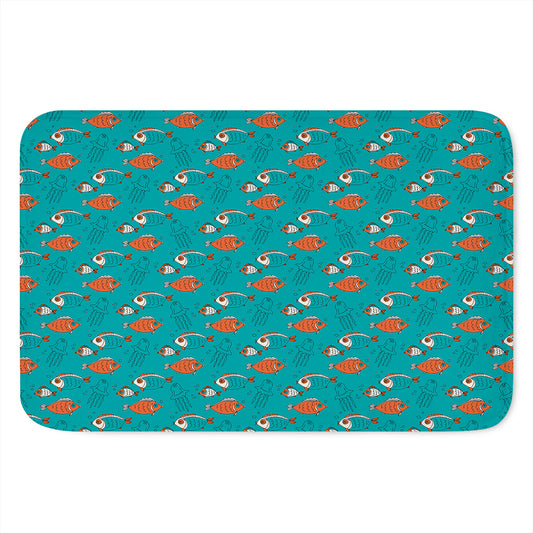 Fish And Jellyfish Pattern Print Indoor Door Mat