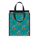 Fish And Jellyfish Pattern Print Insulated Lunch Tote