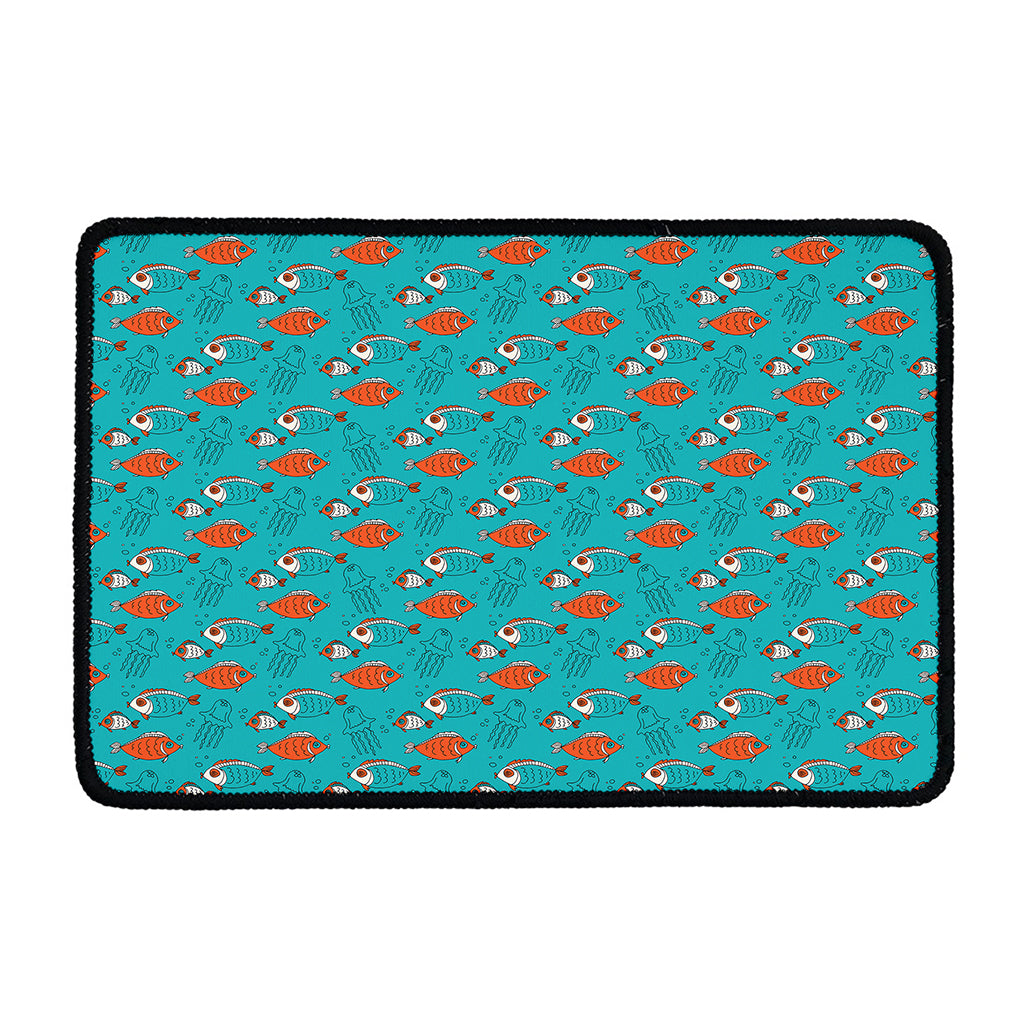 Fish And Jellyfish Pattern Print Kitchen Mat