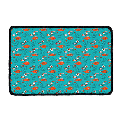 Fish And Jellyfish Pattern Print Kitchen Mat