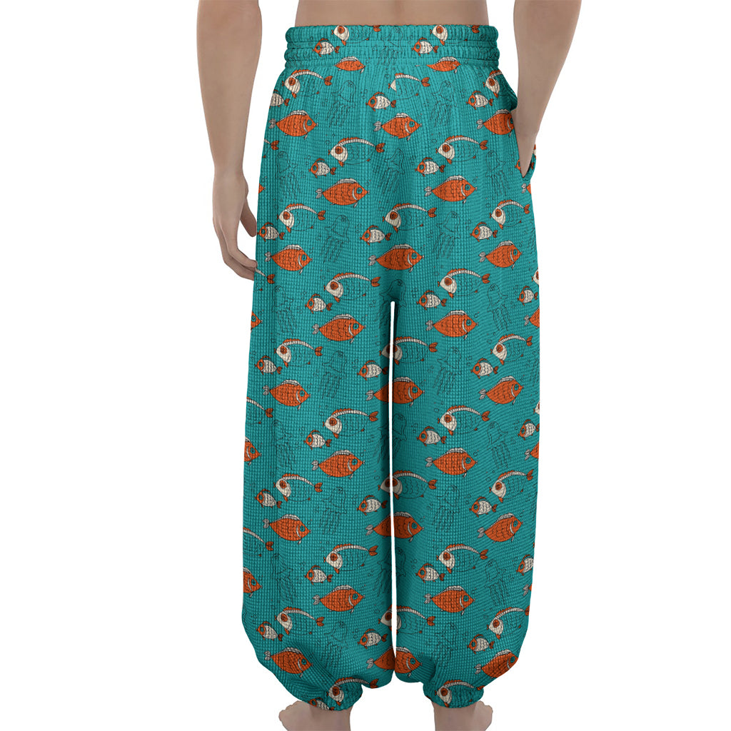 Fish And Jellyfish Pattern Print Lantern Pants