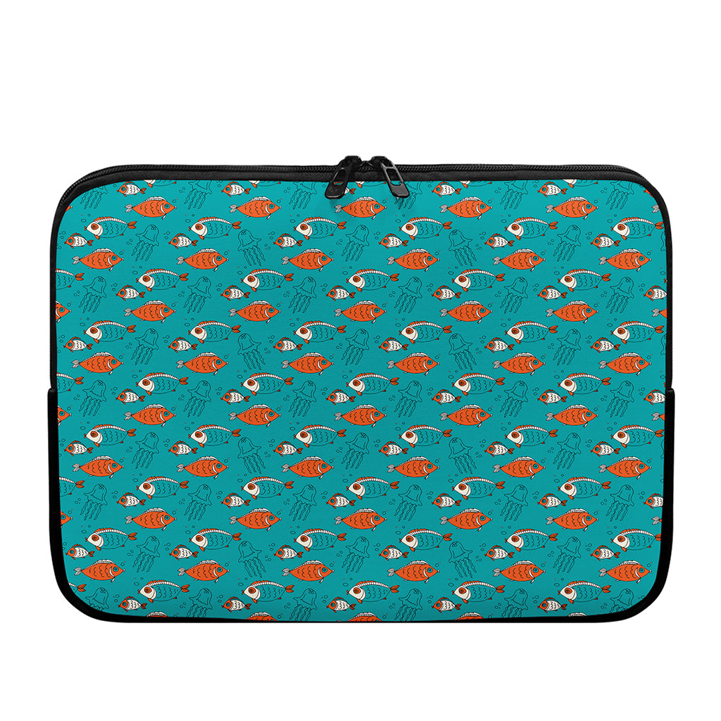 Fish And Jellyfish Pattern Print Laptop Sleeve