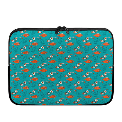 Fish And Jellyfish Pattern Print Laptop Sleeve