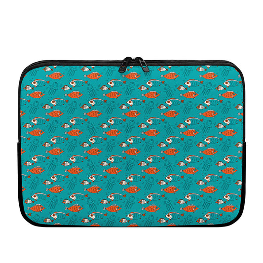 Fish And Jellyfish Pattern Print Laptop Sleeve