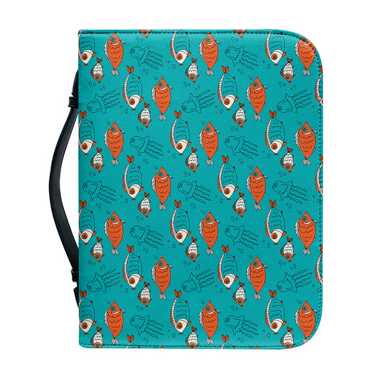 Fish And Jellyfish Pattern Print Leather Bible Cover