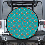 Fish And Jellyfish Pattern Print Leather Spare Tire Cover