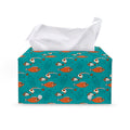 Fish And Jellyfish Pattern Print Leather Tissue Box Cover
