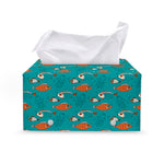 Fish And Jellyfish Pattern Print Leather Tissue Box Cover