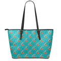 Fish And Jellyfish Pattern Print Leather Tote Bag With Zipper