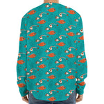 Fish And Jellyfish Pattern Print Long Sleeve Baseball Jersey