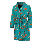 Fish And Jellyfish Pattern Print Men's Bathrobe