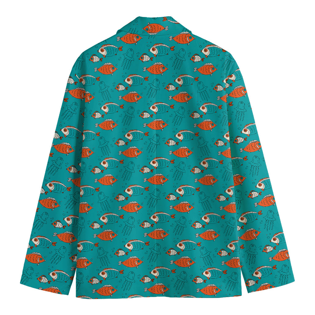 Fish And Jellyfish Pattern Print Men's Blazer
