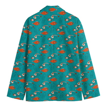 Fish And Jellyfish Pattern Print Men's Blazer