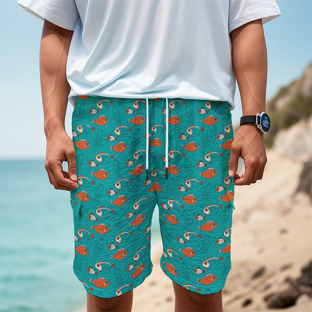 Fish And Jellyfish Pattern Print Men's Cargo Shorts