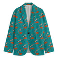 Fish And Jellyfish Pattern Print Men's Cotton Blazer