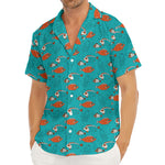 Fish And Jellyfish Pattern Print Men's Deep V-Neck Shirt