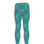 Fish And Jellyfish Pattern Print Men's leggings