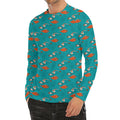 Fish And Jellyfish Pattern Print Men's Long Sleeve Rash Guard