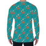 Fish And Jellyfish Pattern Print Men's Long Sleeve T-Shirt