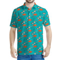 Fish And Jellyfish Pattern Print Men's Polo Shirt