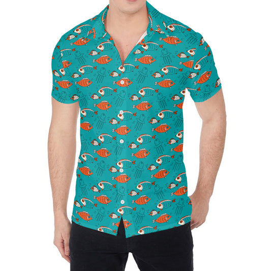 Fish And Jellyfish Pattern Print Men's Shirt