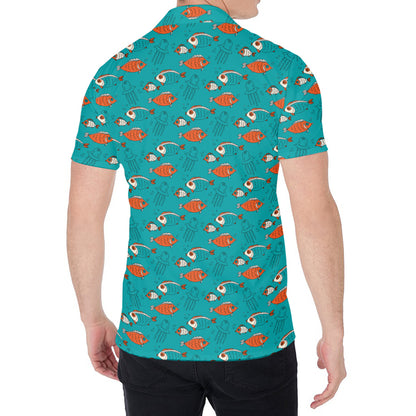 Fish And Jellyfish Pattern Print Men's Shirt