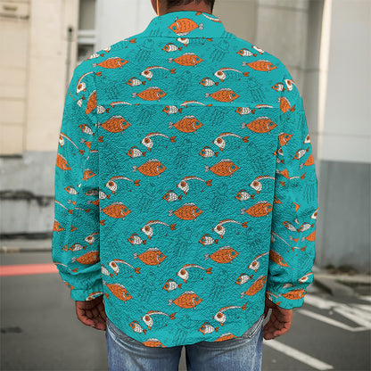 Fish And Jellyfish Pattern Print Men's Shirt Jacket