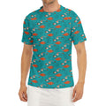 Fish And Jellyfish Pattern Print Men's Short Sleeve Rash Guard
