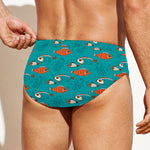 Fish And Jellyfish Pattern Print Men's Swim Briefs