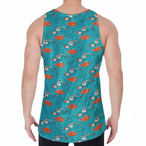 Fish And Jellyfish Pattern Print Men's Velvet Tank Top