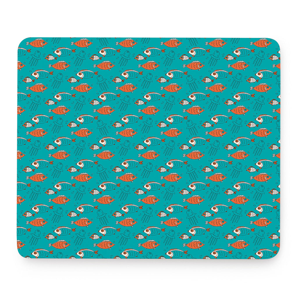 Fish And Jellyfish Pattern Print Mouse Pad
