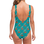 Fish And Jellyfish Pattern Print One Piece Swimsuit