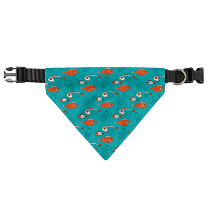 Fish And Jellyfish Pattern Print Over The Collar Dog Bandana