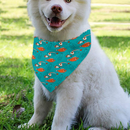 Fish And Jellyfish Pattern Print Over The Collar Dog Bandana