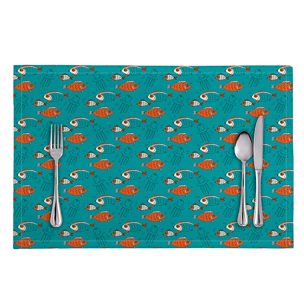 Fish And Jellyfish Pattern Print Placemat