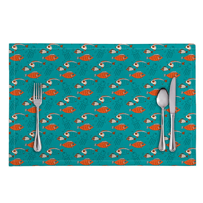 Fish And Jellyfish Pattern Print Placemat