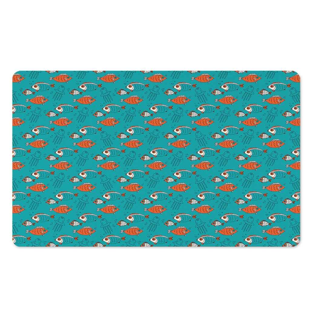 Fish And Jellyfish Pattern Print Polyester Doormat